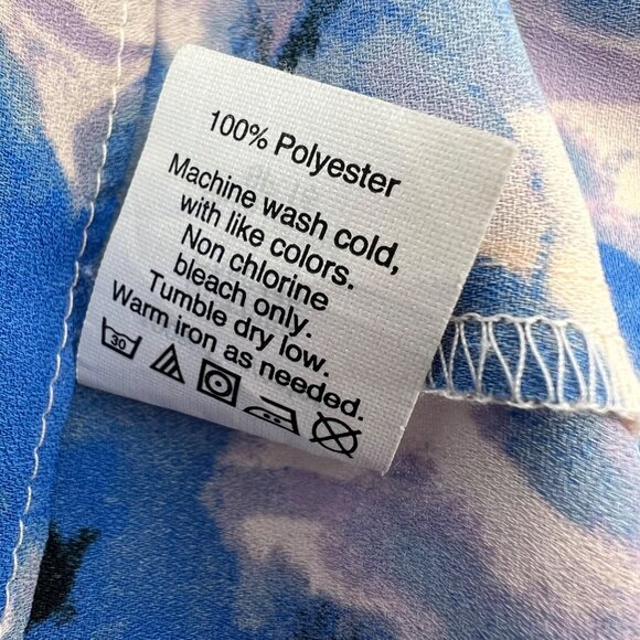 J.Crew Womens Blue Floral Ruffle Hem Blouse With Bell Sleeves & Tiered Design M - Picture 4 of 8